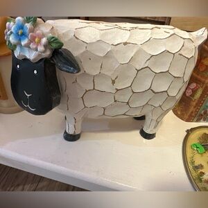 Charming Sheep Figurine with Floral Crown